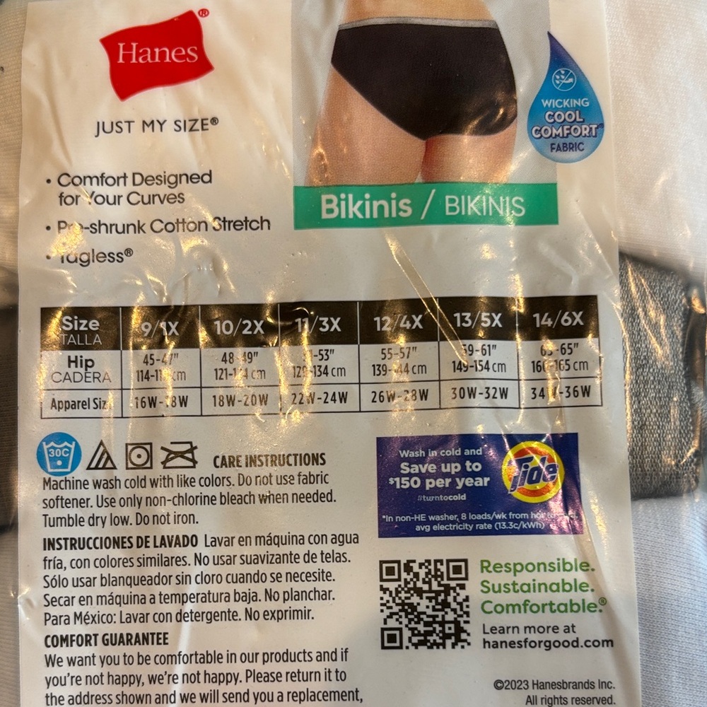 5X Hanes Cotton Stretch Bikinis - Black, White, Pink - Picture 3 of 4